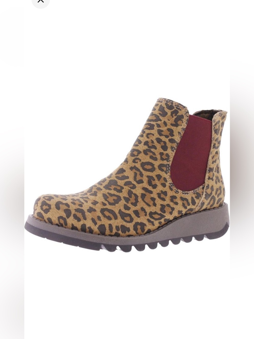 FLY London Salv Cheetah Leather Slip On Chelsea Ankle Boots Women’s EU 37 US 6.5